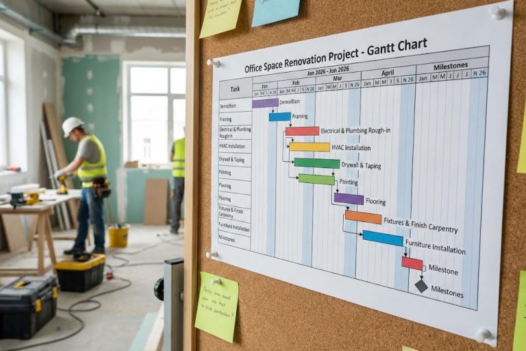 Suivi de chantier avec diagramme de Gantt